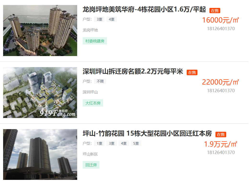 坪山小產(chǎn)權(quán)房房價(jià)